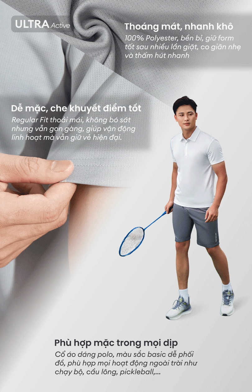 Áo Polo Nam Thể Thao Ultra Active LFNAMAP01