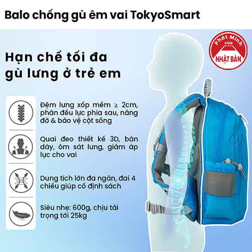 Balo đi học chống gù các màu sắc êm vai